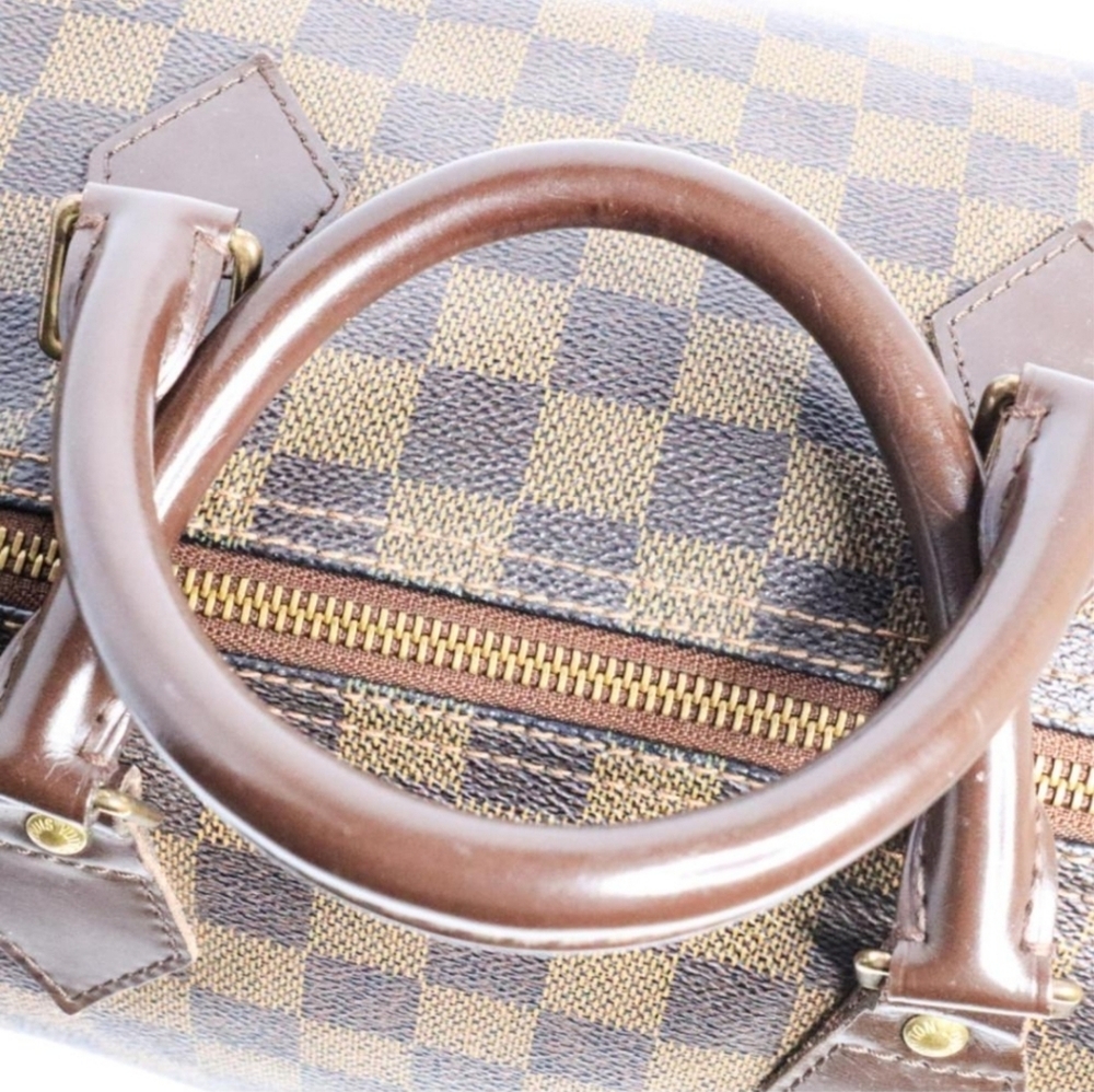 LOUIS VUITTON Speedy 30 Damier Ebene Satchel Bag Brown COA, Lock & Key - Picture 7 of 16